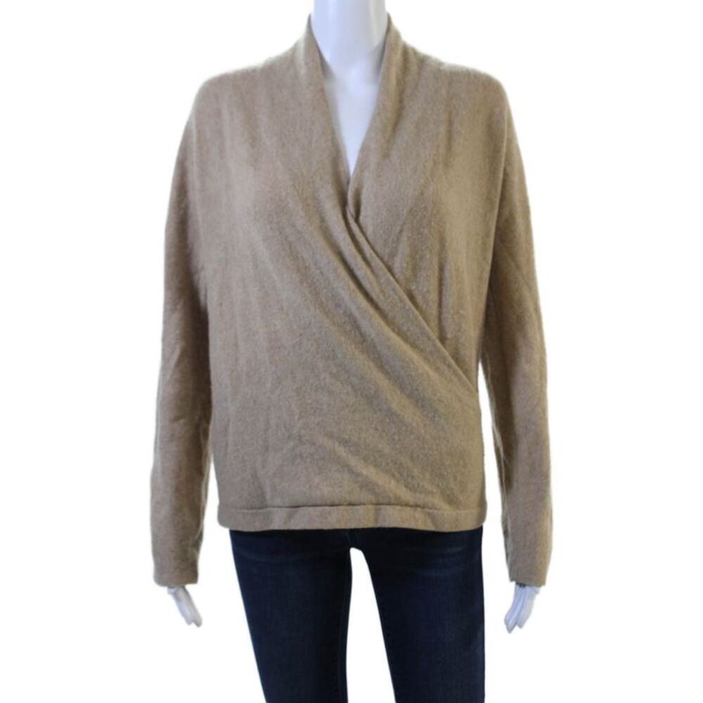 Vince Women Beige 100% Cashmere Pullover Sweater Long Sleeve Size S